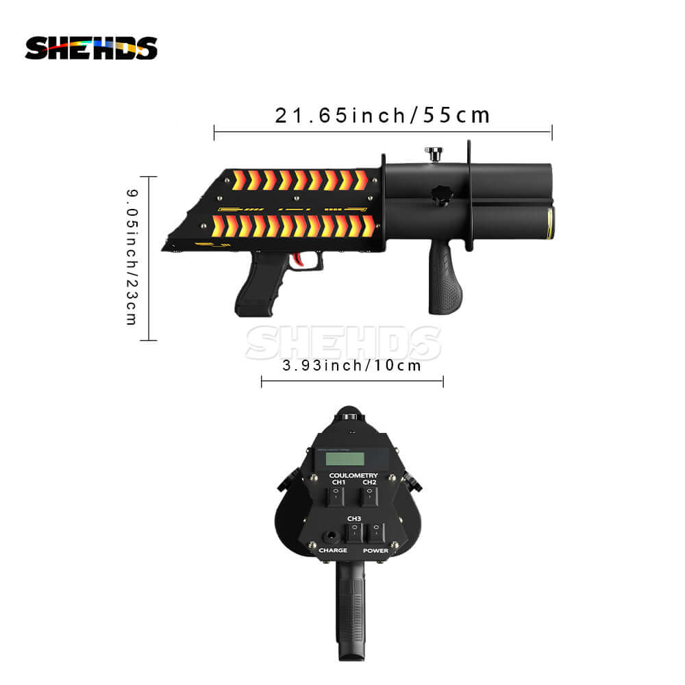 SHEHDS Machine à confettis RVB rechargeable corps en alliage aluminium haute résistance