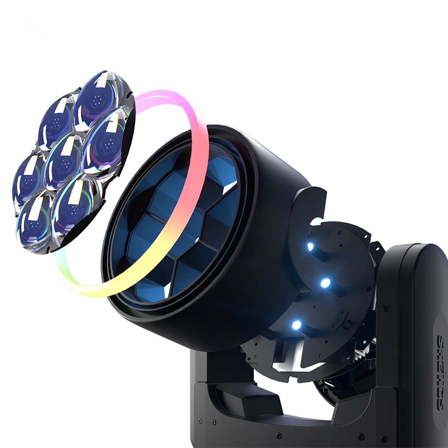 SHEHDS Projecteur asservi Bee Eye 7×40 W avec zoom et fonction wash – éclairage de scène RGBW / RGBL / RGBLAC