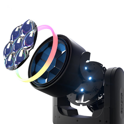 SHEHDS Projecteur asservi Bee Eye 7×40 W avec zoom et fonction wash – éclairage de scène RGBW / RGBL / RGBLAC