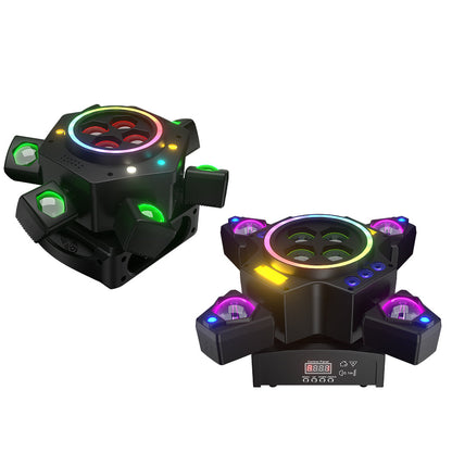 SHEHDS Projecteurs Asservis Beam LED 2/3/4/6 Bras 50W/80W/100W/120W RGBW avec Télécommande Sans Fil pour Éclairage de Scène, Soirées, Bars et DJs