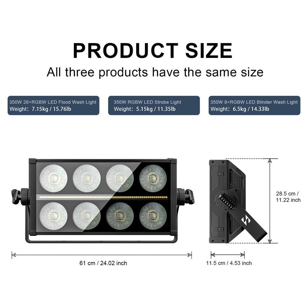 SHEHDS 350W RGBW Projecteur Wash Flood / Stroboscope LED / Blinder Wash