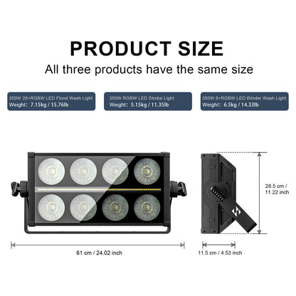 SHEHDS 350W RGBW Projecteur Wash Flood / Stroboscope LED / Blinder Wash