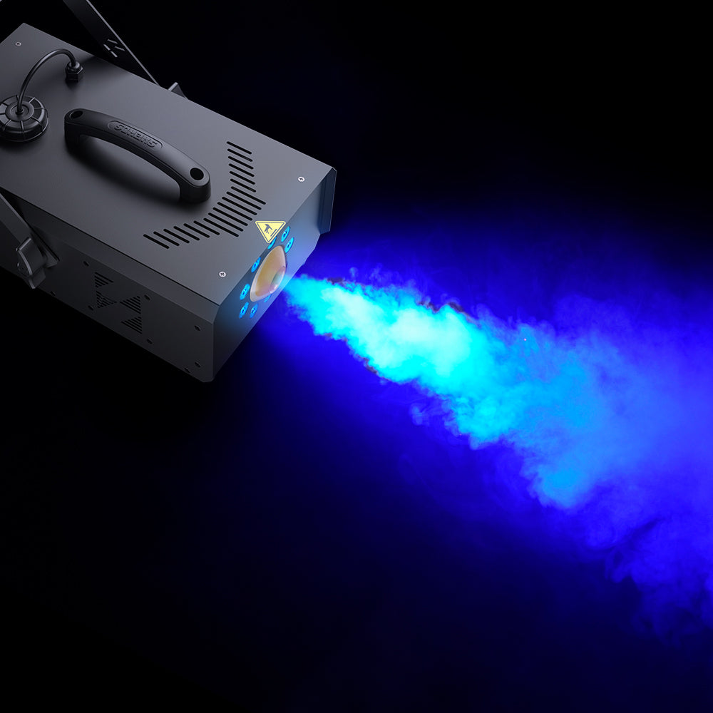 SHEHDS 1500W Machine à Fumée LED RGB avec 9 LED 3W Contrôle DMX et Télécommande pour Spectacle Mariage et Événement