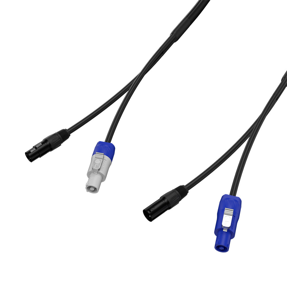 Câbles d'alimentation Hand in Hand avec connecteurs bleu et blanc et câbles de signal combinés en caoutchouc