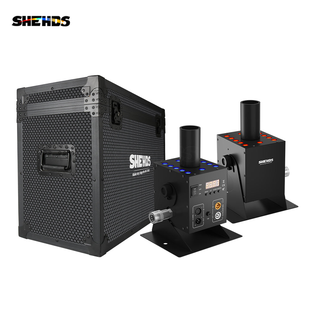 SHEHDS Machine à jet de CO2 12x3w LED RGB 3in1 injecteur de dioxyde de carbone cryogénique réglable à 90 degrés