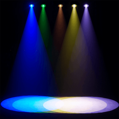 SHEHDS LED Optical Zoom LEKO 350W LED RGBW/Warm+Cool White Profile Spotlight Four-leaf – blue spotlight beam effect