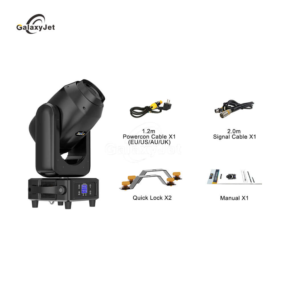 GalaxyJet LED Beam Lyres 300W Beam&Spot&Wash 3in1 Éclairage de Scène Éclairage de Performance