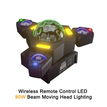 SHEHDS Projecteurs Asservis Beam LED 2/3/4/6 Bras 50W/80W/100W/120W RGBW avec Télécommande Sans Fil pour Éclairage de Scène, Soirées, Bars et DJs