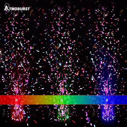 ATMOBURST Machine à confettis 1500W avec LED 12x4W RGB Angle réglable