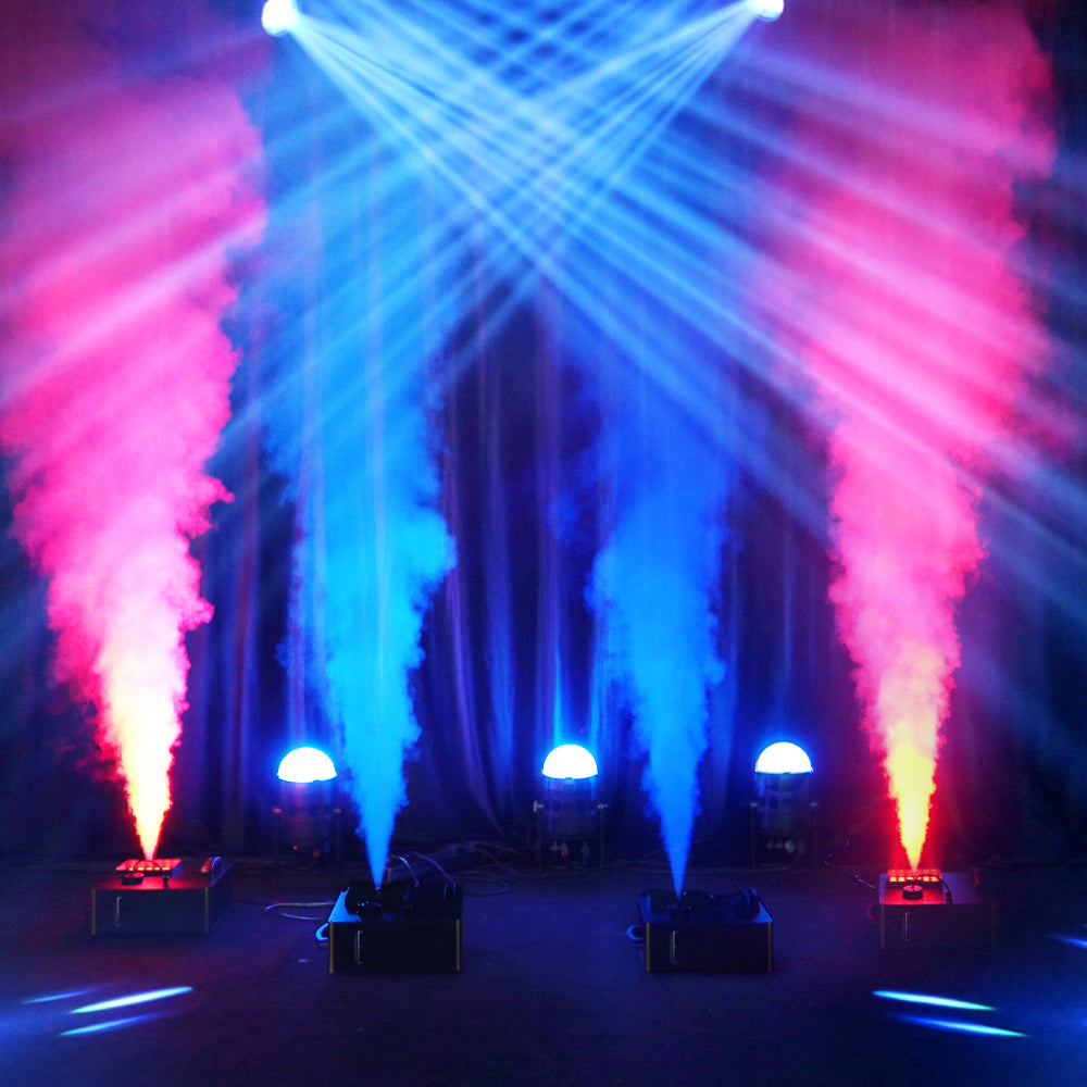 SHEHDS 1500W RGB LED Fog Machine with 24x3W Lights DMX & Remote Control Fog Effect – blue fog effect