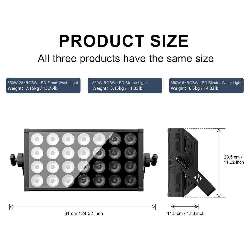 SHEHDS 350W RGBW Projecteur Wash Flood / Stroboscope LED / Blinder Wash