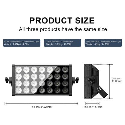 SHEHDS 350W RGBW Projecteur Wash Flood / Stroboscope LED / Blinder Wash
