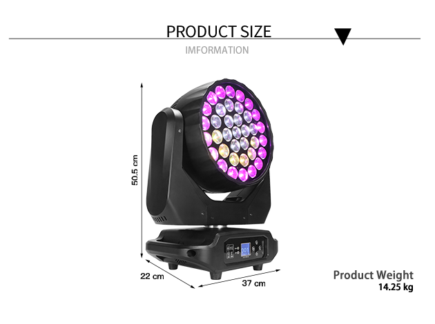 SHEHDS LED Lyres Beam&Wash&Zoom 37x15W RGBW Éclairage de Scène Performance DJ Mariage Concert Théâtre Club