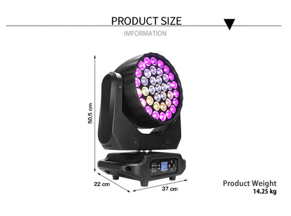 SHEHDS LED Lyres Beam&Wash&Zoom 37x15W RGBW Éclairage de Scène Performance DJ Mariage Concert Théâtre Club