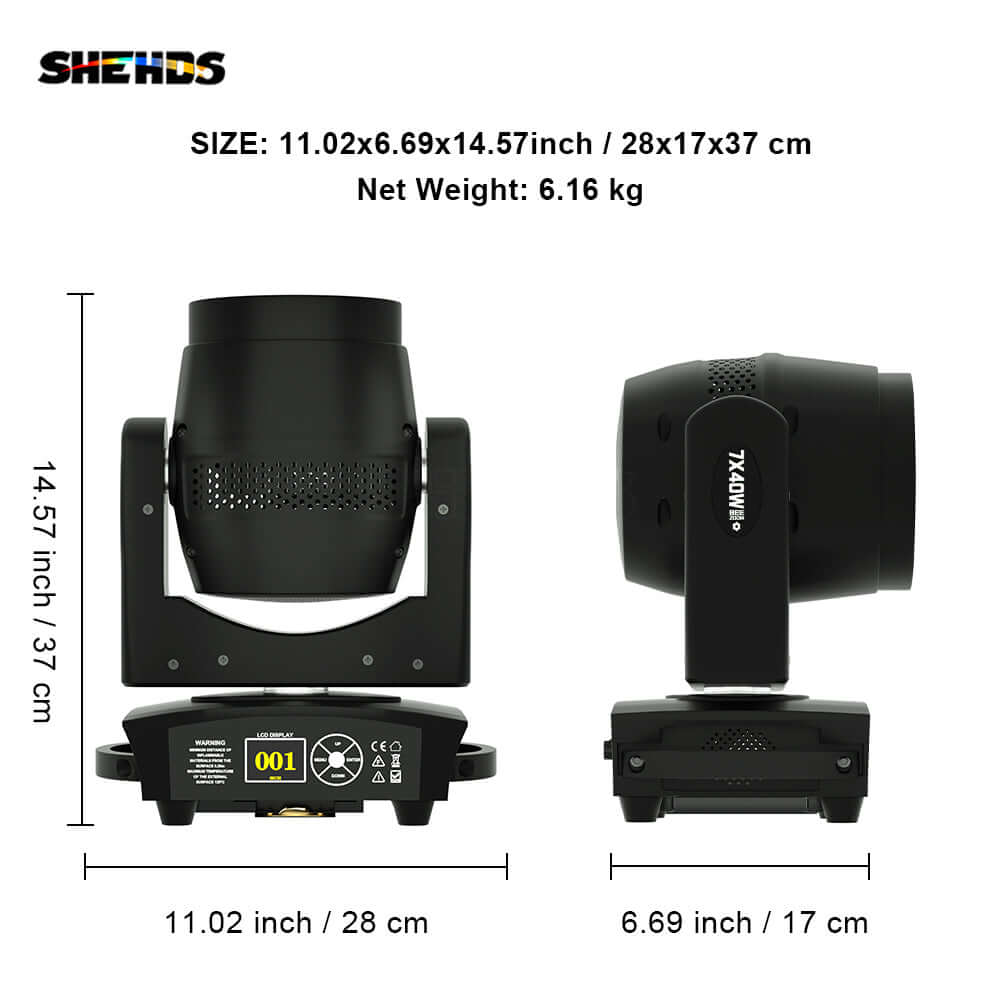 JMS WEBB (Rotation du Miroir) LED Zoom&Beam&Wash Bee Eye 7X40W Éclairage de Scène RGBW