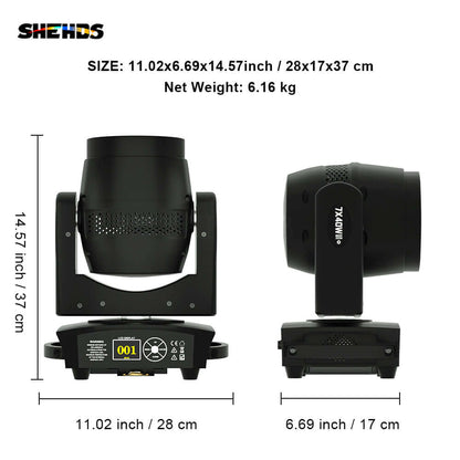 JMS WEBB (Rotation du Miroir) LED Zoom&Beam&Wash Bee Eye 7X40W Éclairage de Scène RGBW