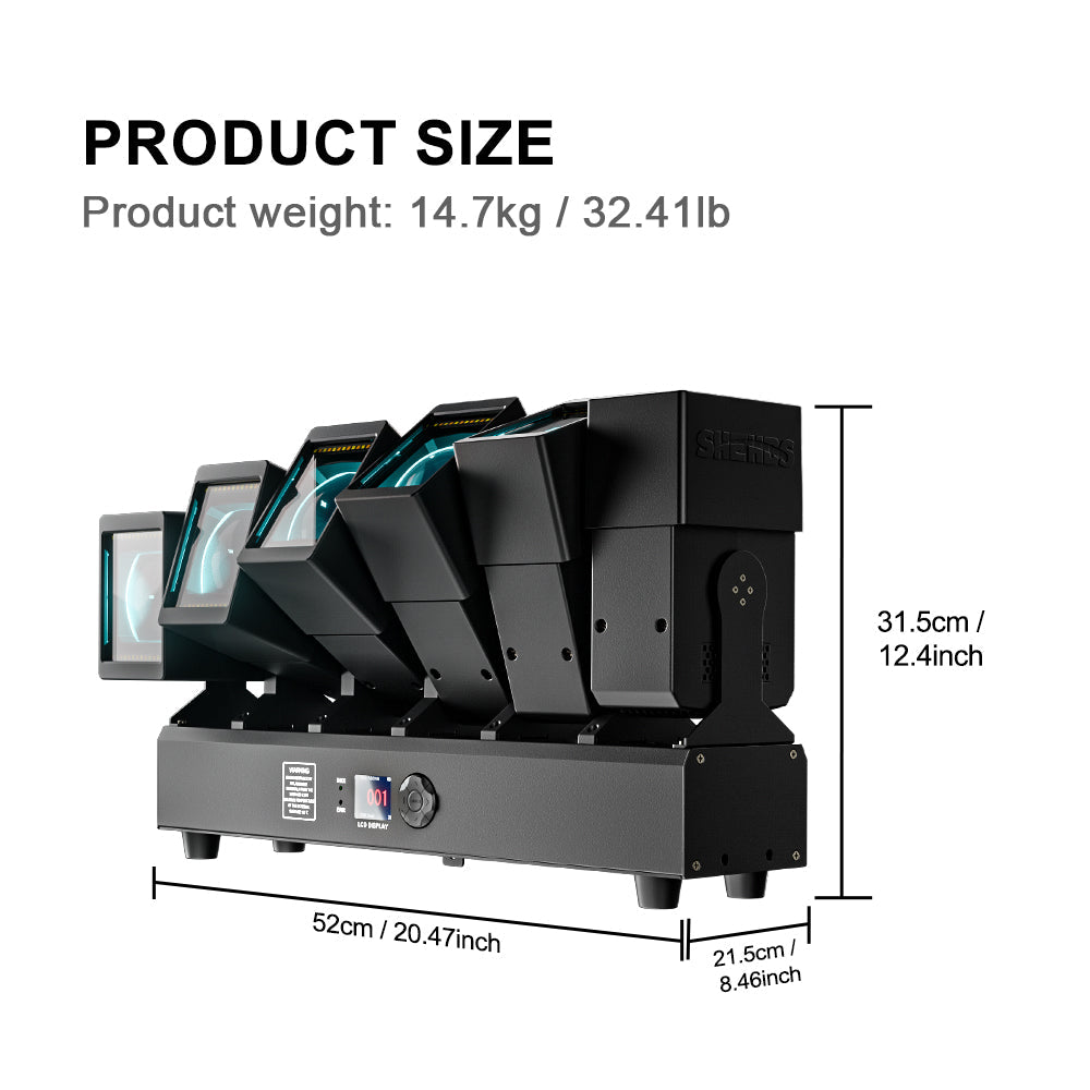 GalaxyJet LED 6x60W RGBW 6 Moving Head Light Bar Beam & Wash Stage Lighting For Wedding Bar