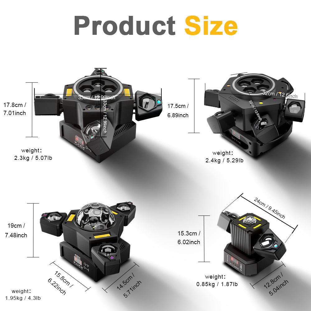 SHEHDS Projecteurs Asservis Beam LED 2/3/4/6 Bras 50W/80W/100W/120W RGBW avec Télécommande Sans Fil pour Éclairage de Scène, Soirées, Bars et DJs