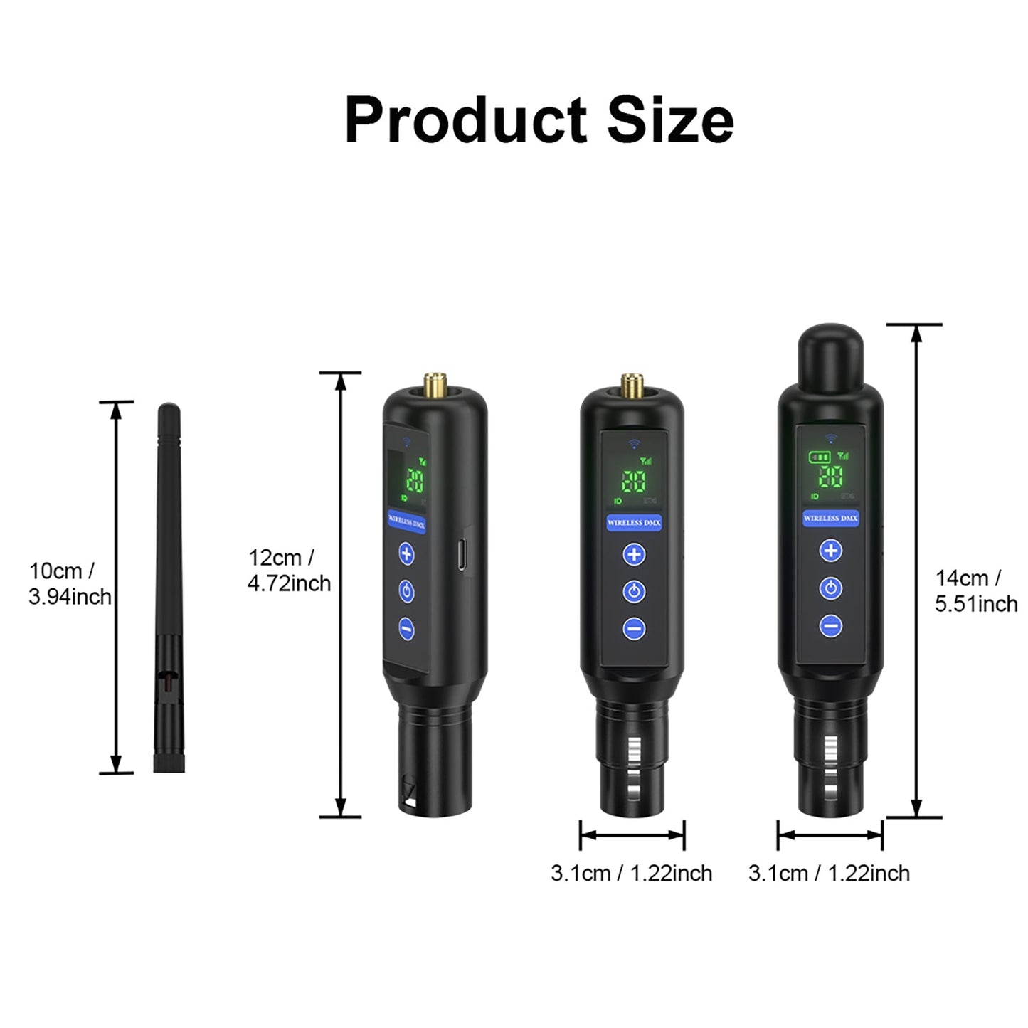 Émetteur et Récepteur DMX 512 Sans Fil 2,4G avec Récepteur sur Batterie et Écran Tactile OLED pour Éclairage de Scène