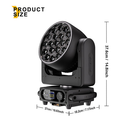 SHEHDS Projecteur LED à tête mobile 19×15 W / 20 W / 25 W Beam Wash Zoom Éclairage de scène