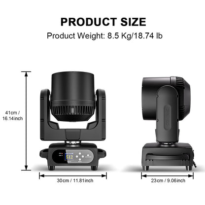 JMS WEBB Projecteur lyre LED étanche 7x40W beam wash zoom pour éclairage de scène