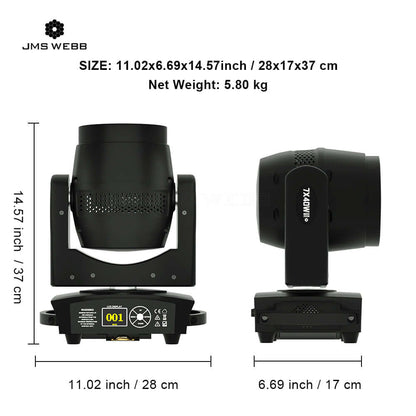 JMS WEBB Lyres LED Wash&Zoom Bee Eye 7X40W RGBW Éclairage de Scène Éclairage de Performance DJ Mariage