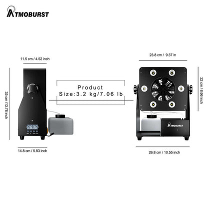 ATMOBURST Machine à bulles 90W avec LED 6x4 W RGBW grande sortie de mousse, Angle réglable