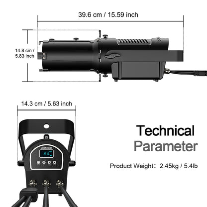 SHEHDS Projecteur de Découpe LED LEKO 100W à Zoom Optique Blanc Chaud & Blanc Froid