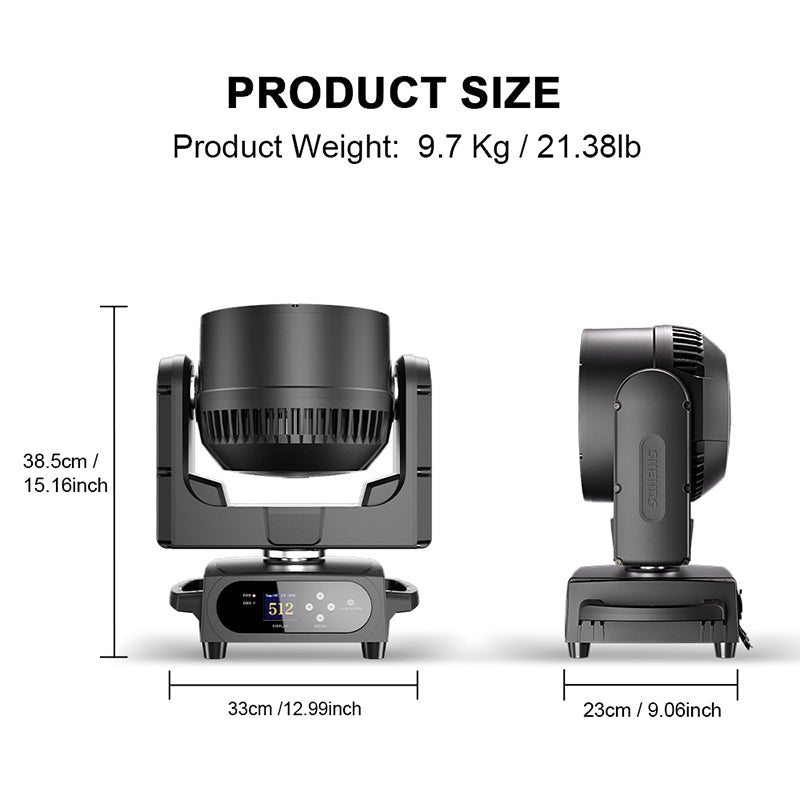 SHEHDS Lyre LED étanche IP65 19x15W / 20W / 25W à faisceau et wash avec zoom pour éclairage scénique