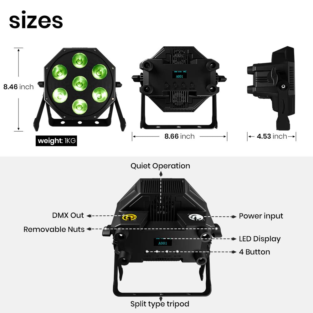 GlamoPar Nouvel Éclairage de Scène LED 6in1 Par mélange de couleurs contrôle de la temperature