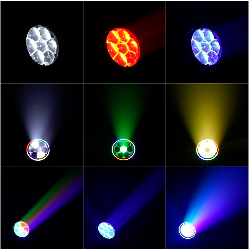 SHEHDS Projecteur asservi Bee Eye 7×40 W avec zoom et fonction wash – éclairage de scène RGBW / RGBL / RGBLAC