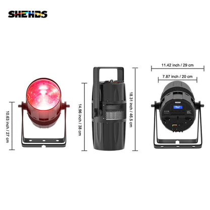 CoralPar Étanchéité IP65 LED Zoom&Wash COB 300W RGBW 4in1 Par Éclairage de Scène Performance Mariage DJ