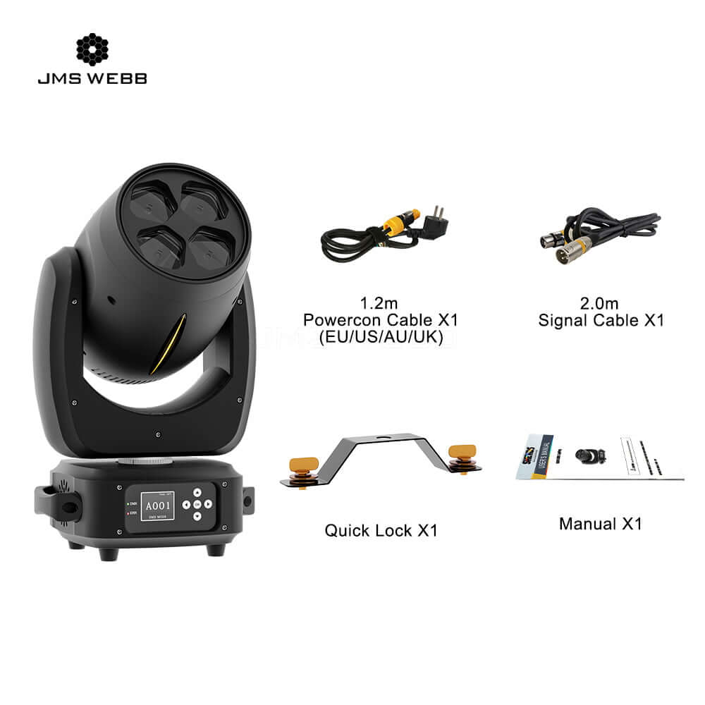 JMS WEBB (Rotation du Miroir) LED Zoom&Beam&Wash Bee Eye 4X40W Éclairage de Scène RGBW 4in1 Éclairage