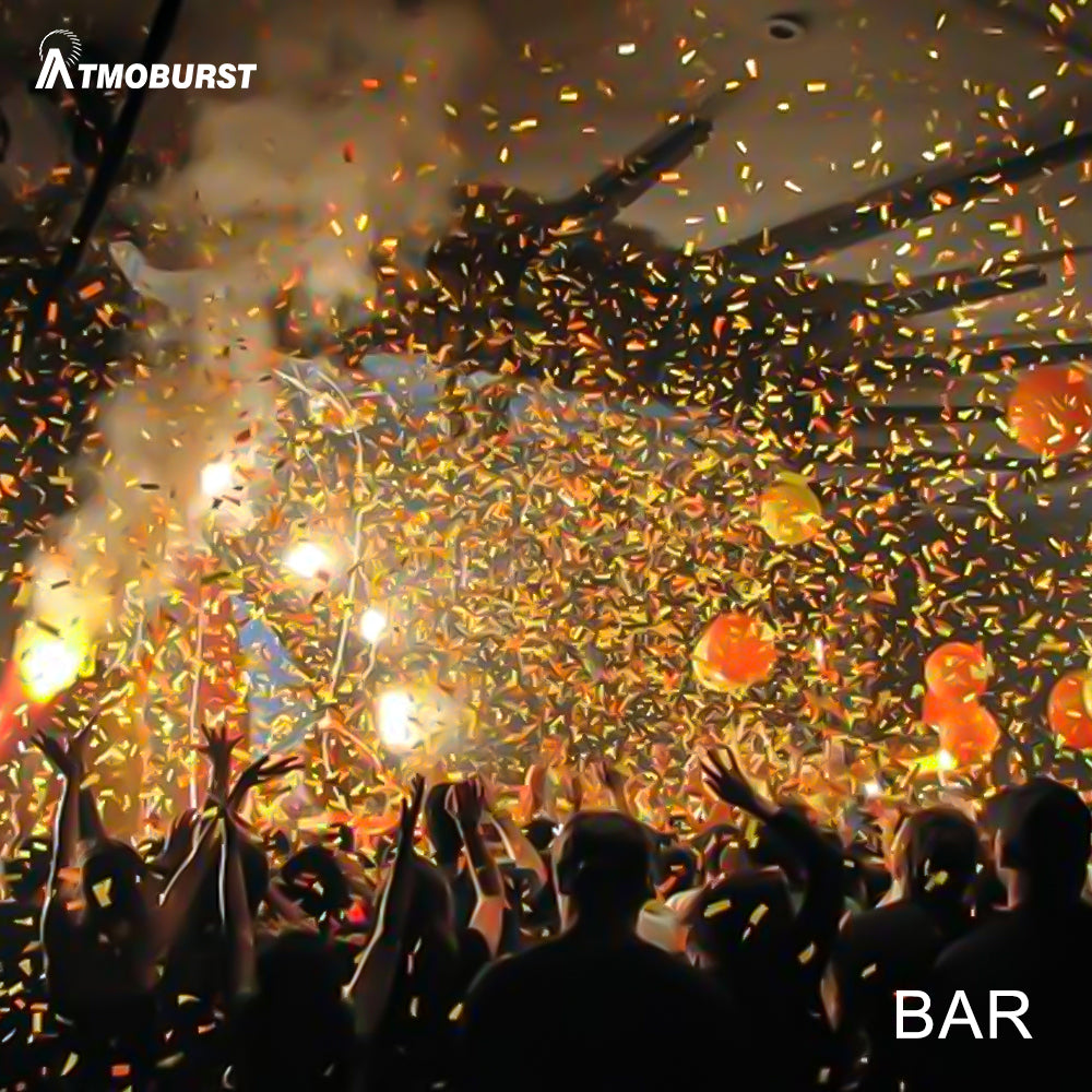 ATMOBURST Machine à confettis 1500W avec LED 12x4W RGB Angle réglable