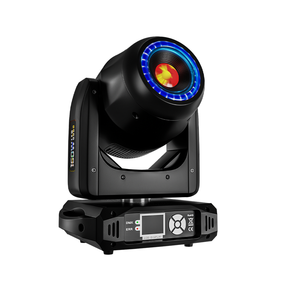 SHEHDS 8-Prism LED Spot 160W Gobo Lights with LED Ring & LCD Display Moving Head Lighting