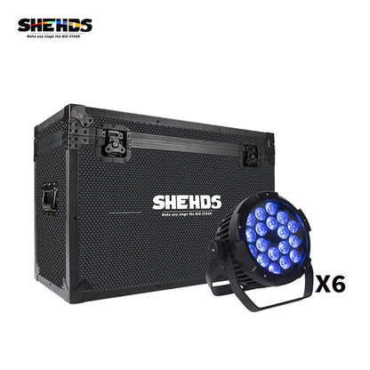 SHEHDS Projecteur LED Par 18x18 W 6in1 RGBWA+UV étanche IP65 Éclairage de Scène pour extérieur DJ Club Mariage