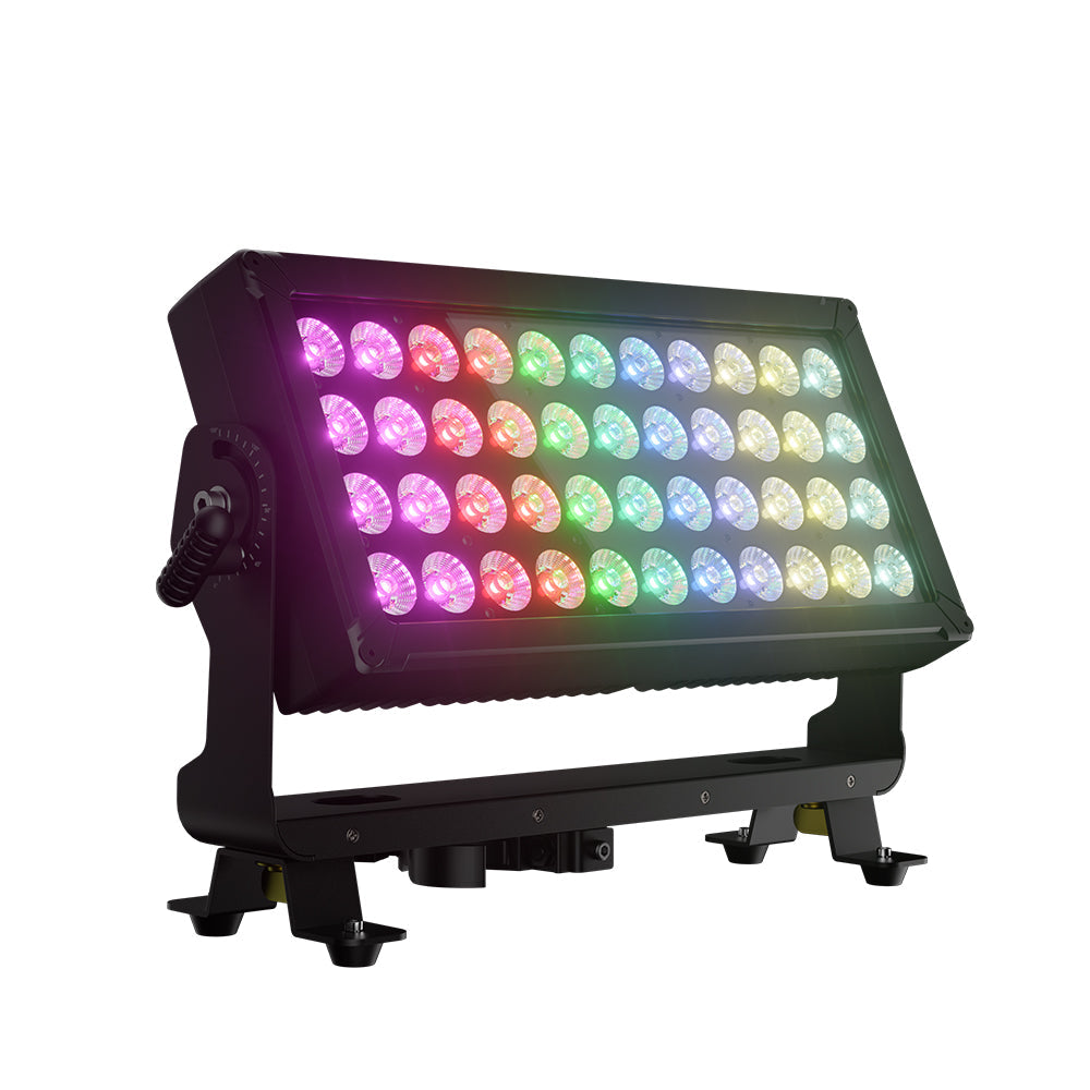 ShockCore Projecteur LED étanche 44x10W RGBW – Lentille givrée, zéro bruit, pour extérieur