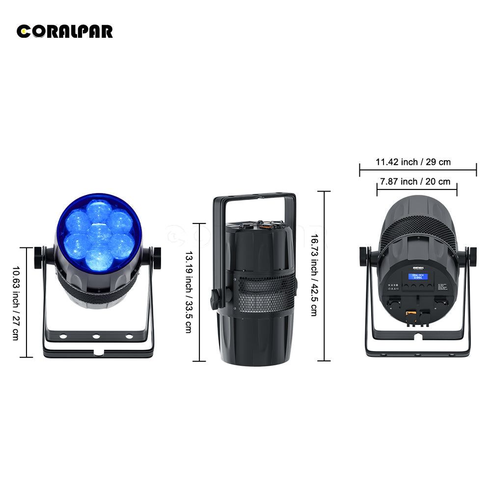 CoralPar Étanchéité IP65 LED Zoom&Wash Bee Eye 7x40W RGBW 4in1 Par Éclairage de Scène Mariage DJ