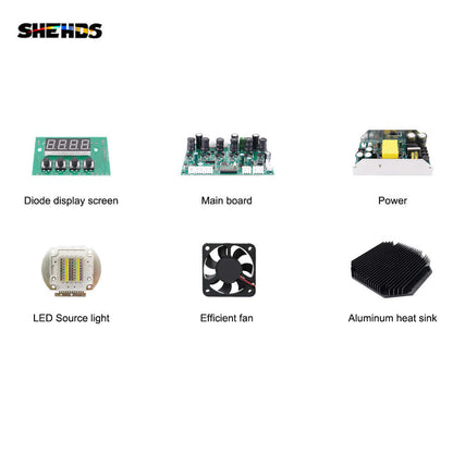 SHEHDS LED 200W RGBWA UV 6in1 COB Éclairage de Scène Commande vocale sensible à la température