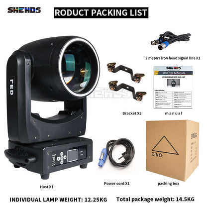 SHEHDS LED Lyres Beam 300W Éclairage Sharpy Prisme coloré Avec anneau LED Éclairage de Scène Performance