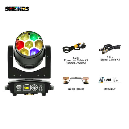 JMS WEBB (Rotation du Miroir) LED Zoom&Beam&Wash Bee Eye 7X40W Éclairage de Scène RGBW