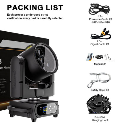 JMS WEBB Projecteur lyre LED étanche 7x40W beam wash zoom pour éclairage de scène