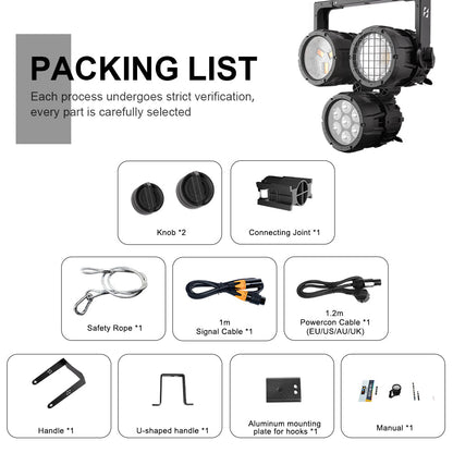 SHEHDS Projecteur PAR LED COB RGBLAC Étanche 150W Connectable avec Contrôle par APP