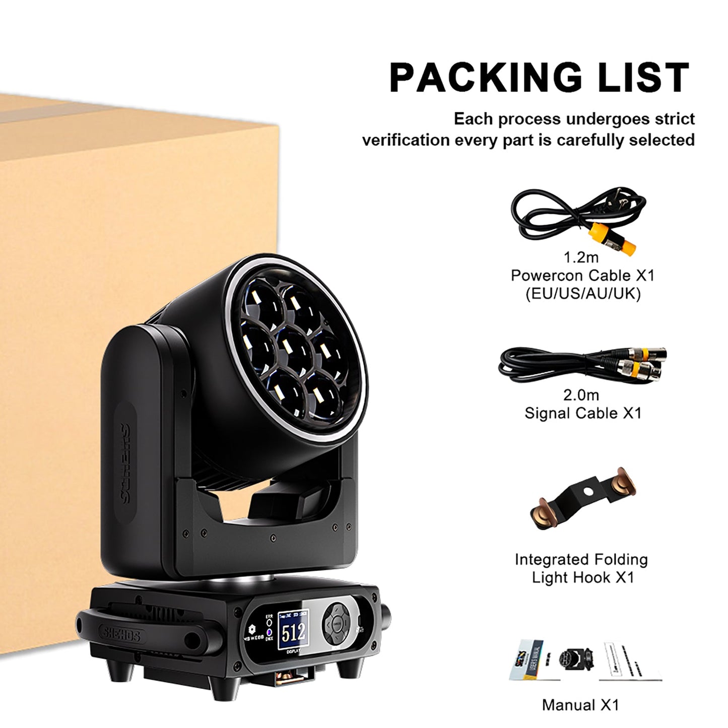 SHEHDS Projecteur asservi Bee Eye 7×40 W avec zoom et fonction wash – éclairage de scène RGBW / RGBL / RGBLAC