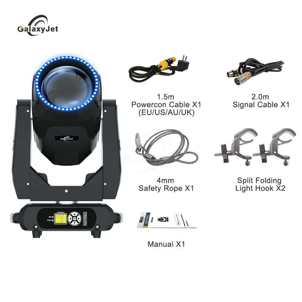 GalaxyJet Beam Lyres 380W 19R Éclairage de Scène avec Effets anneau RDM Éclairage de Performance Concert