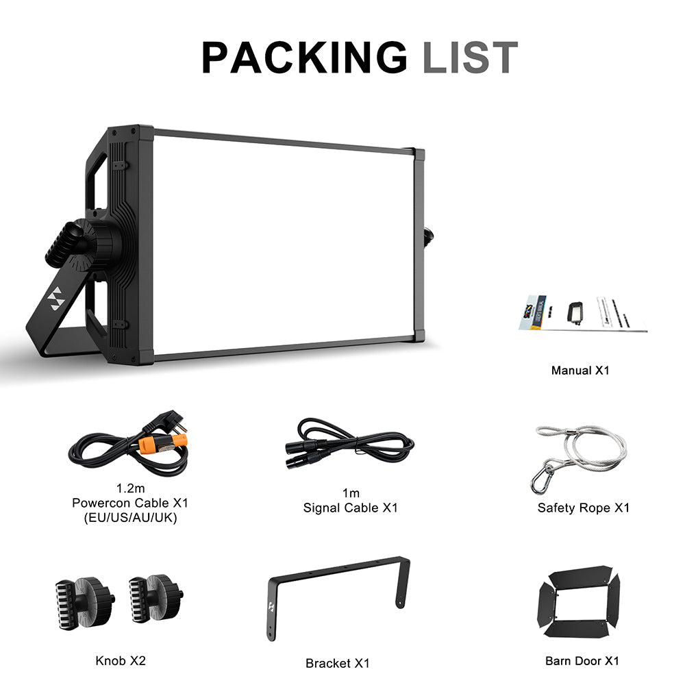 SHEHDS 200W RGBW+WW Panneau LED Softlight avec volets