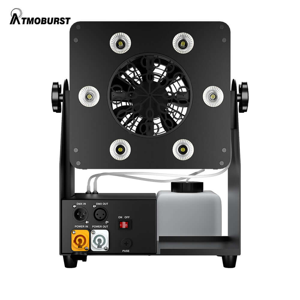 ATMOBURST Machine à bulles 90W avec LED 6x4 W RGBW grande sortie de mousse, Angle réglable