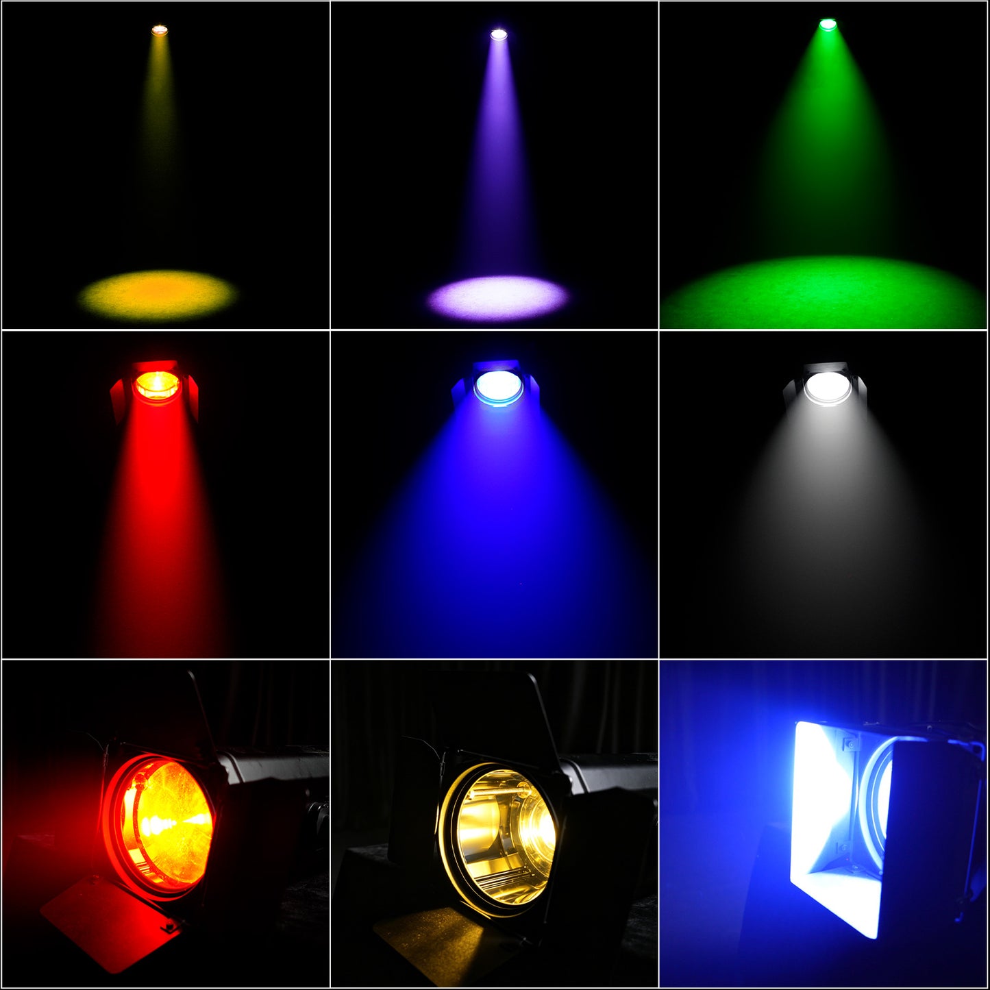 SHEHDS Projecteur PAR COB 200W/300W contrôlable via application avec volets coupe-flux et zoom réglable pour la scène