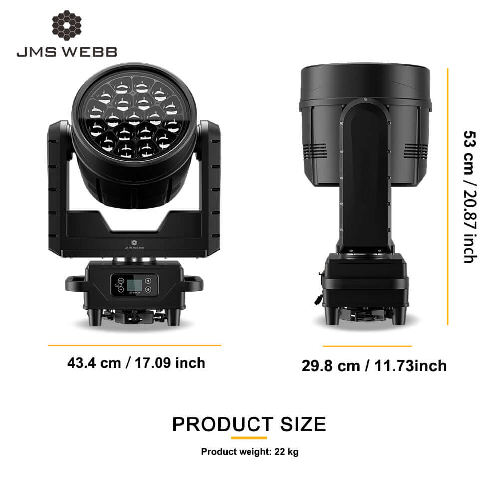 JMS WEBB Lyres 19x40W Waterproof LED Zoom&Beam&Wash RGBW Éclairage de Scène Éclairage de Performance Théâtre Concert