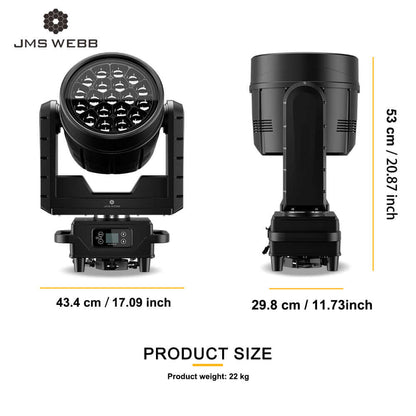 JMS WEBB Lyres 19x40W Waterproof LED Zoom&Beam&Wash RGBW Éclairage de Scène Éclairage de Performance Théâtre Concert